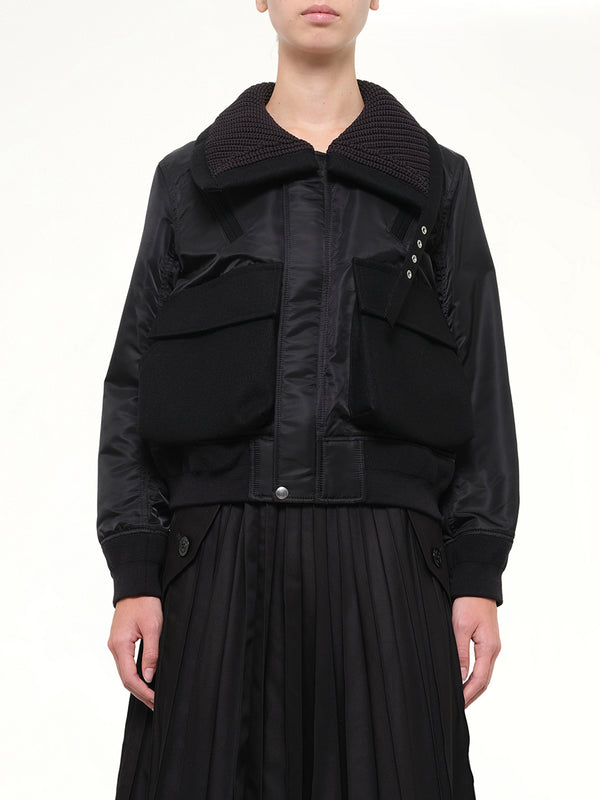Runway Nylon Twill x Wool Melton Blouson in Black