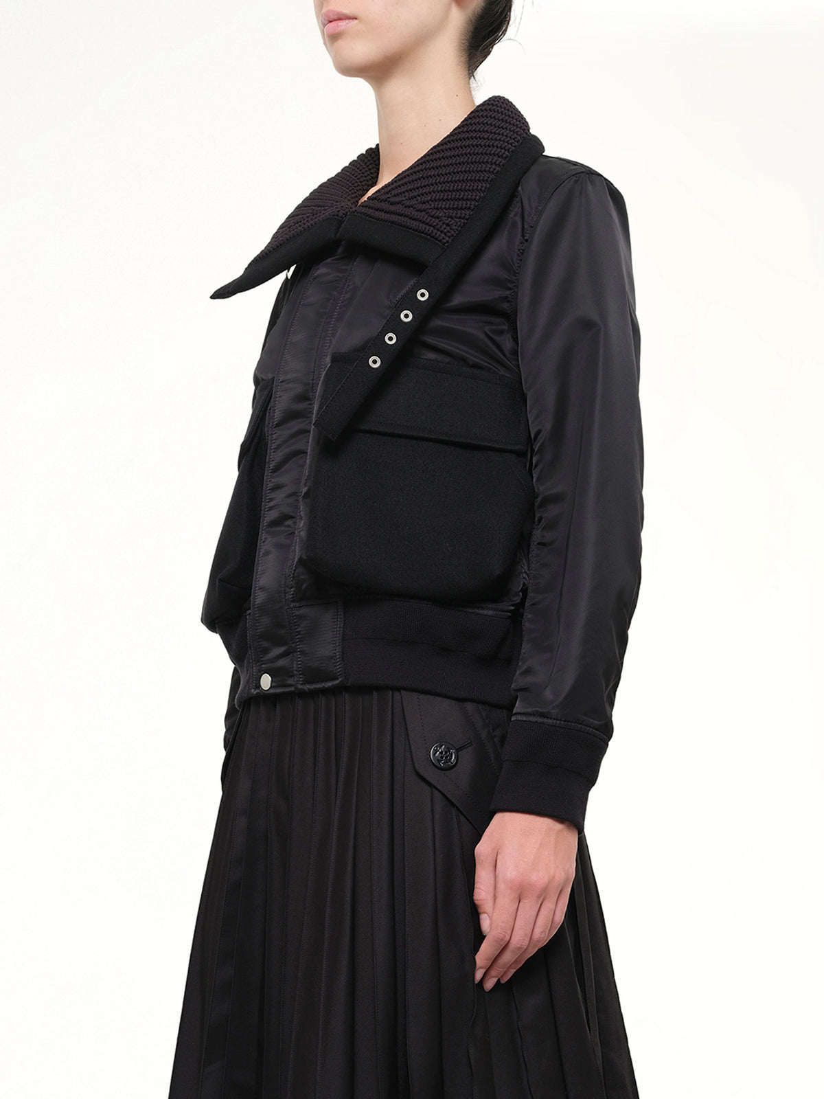 Runway Nylon Twill x Wool Melton Blouson in Black