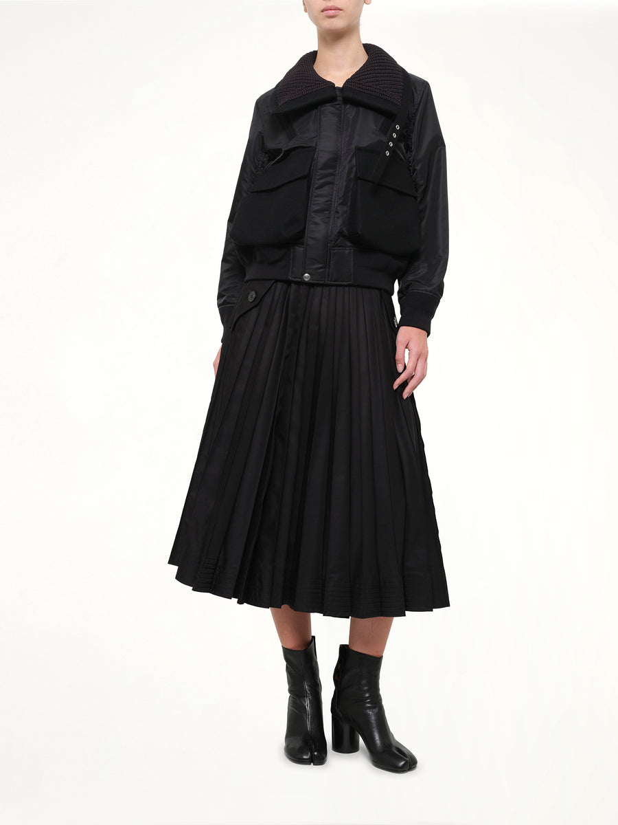 Runway Nylon Twill x Wool Melton Blouson in Black