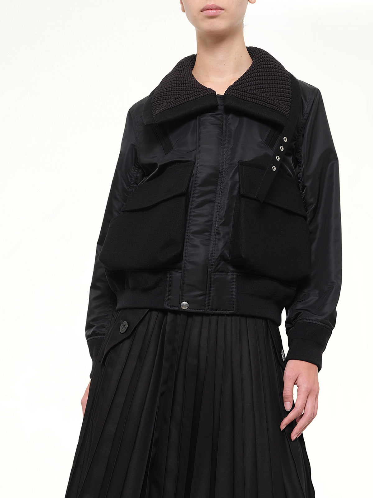 Runway Nylon Twill x Wool Melton Blouson in Black