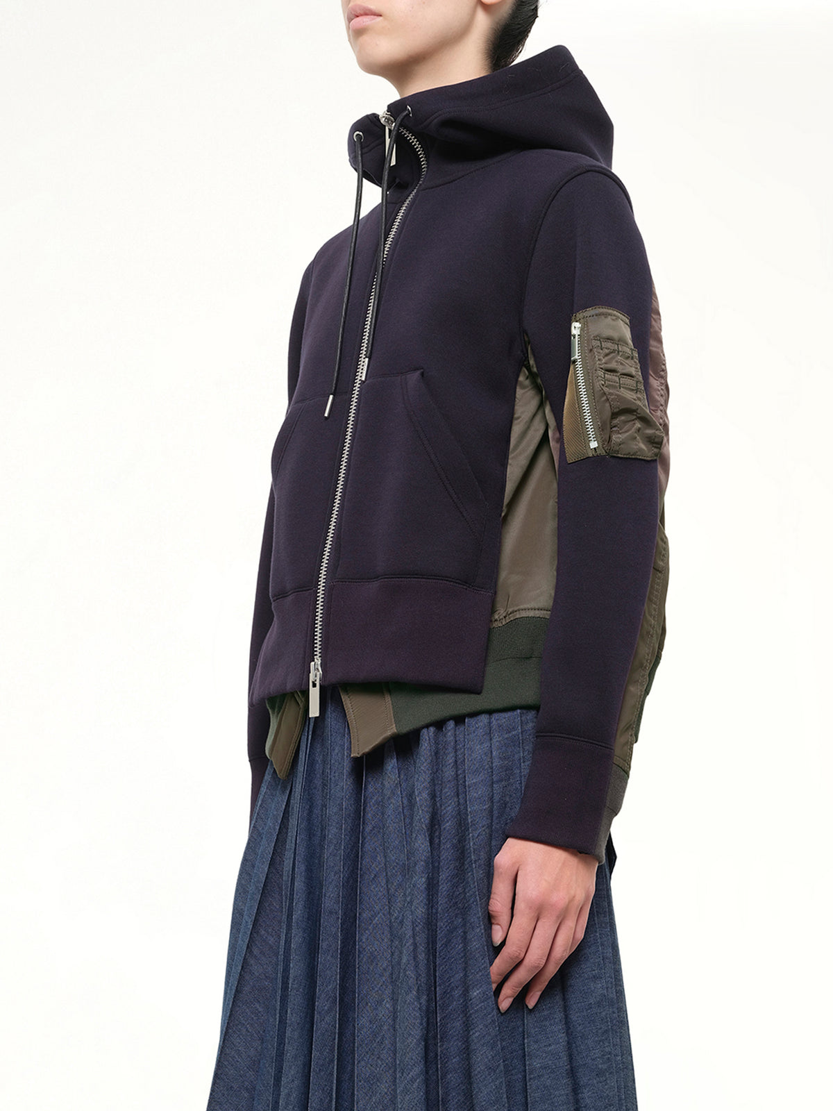 Runway Sponge Sweat Hoodie in Navy/Dark Khaki