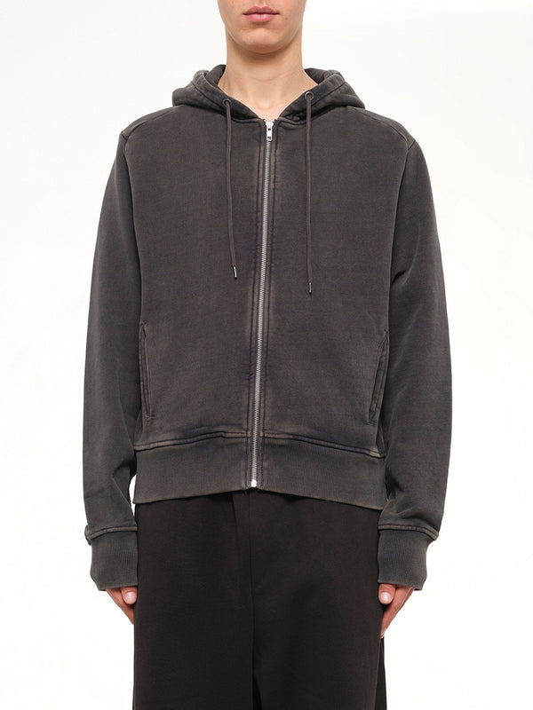 Slim Zip Up in Washed Black