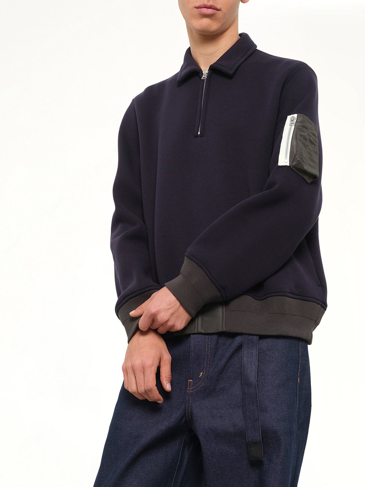 Sponge Sweat Polo Shirt in Navy/Dark Khaki