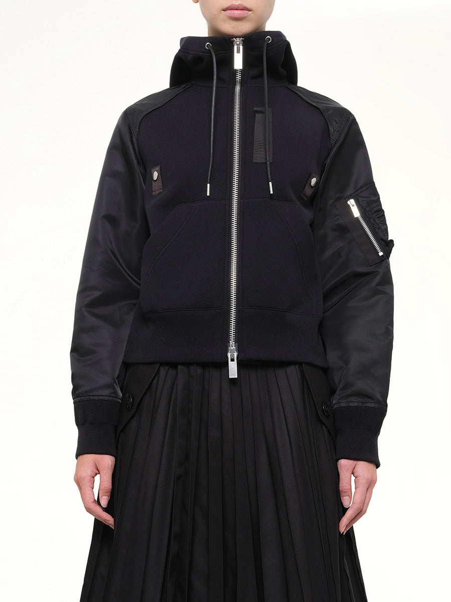 Sponge Sweat Zip Hoodie in Black