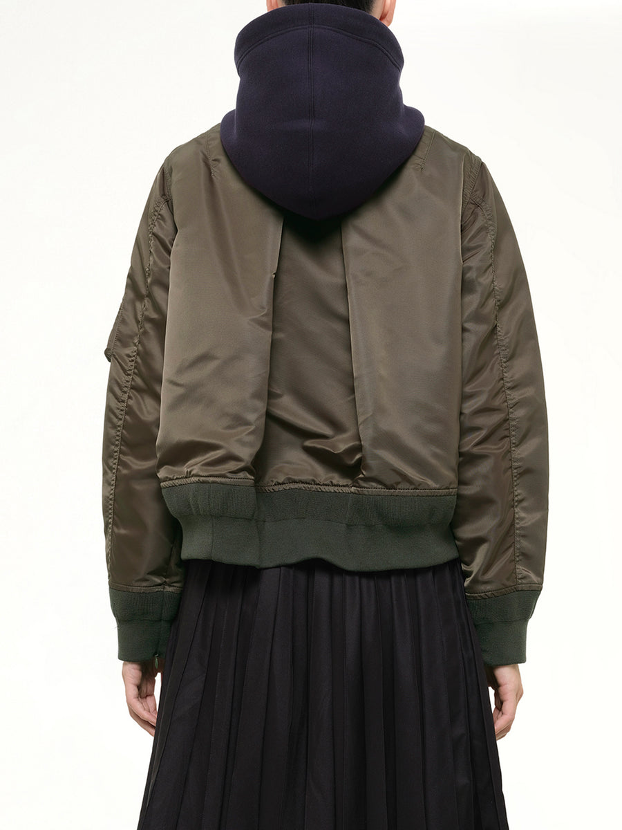 Sponge Sweat Zip Hoodie in Navy/Dark Khaki