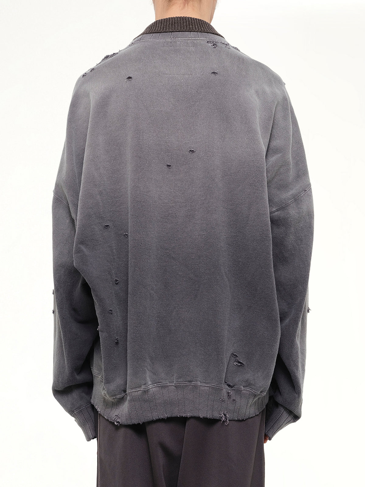 Sweat Combined Knit Sweater in Brown