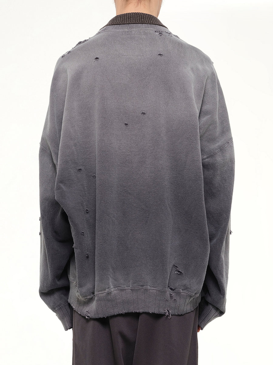 Sweat Combined Knit Sweater in Brown