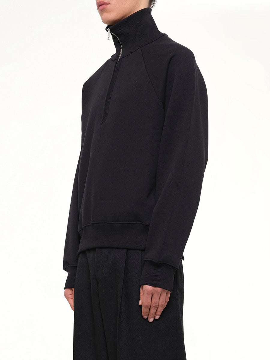 Embossed Ami De Coeur Zipped Sweatshirt in Black