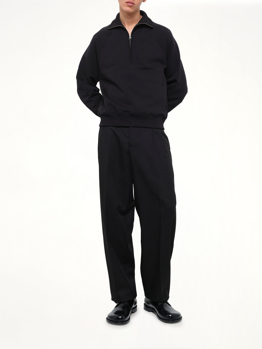 Embossed Ami De Coeur Zipped Sweatshirt in Black