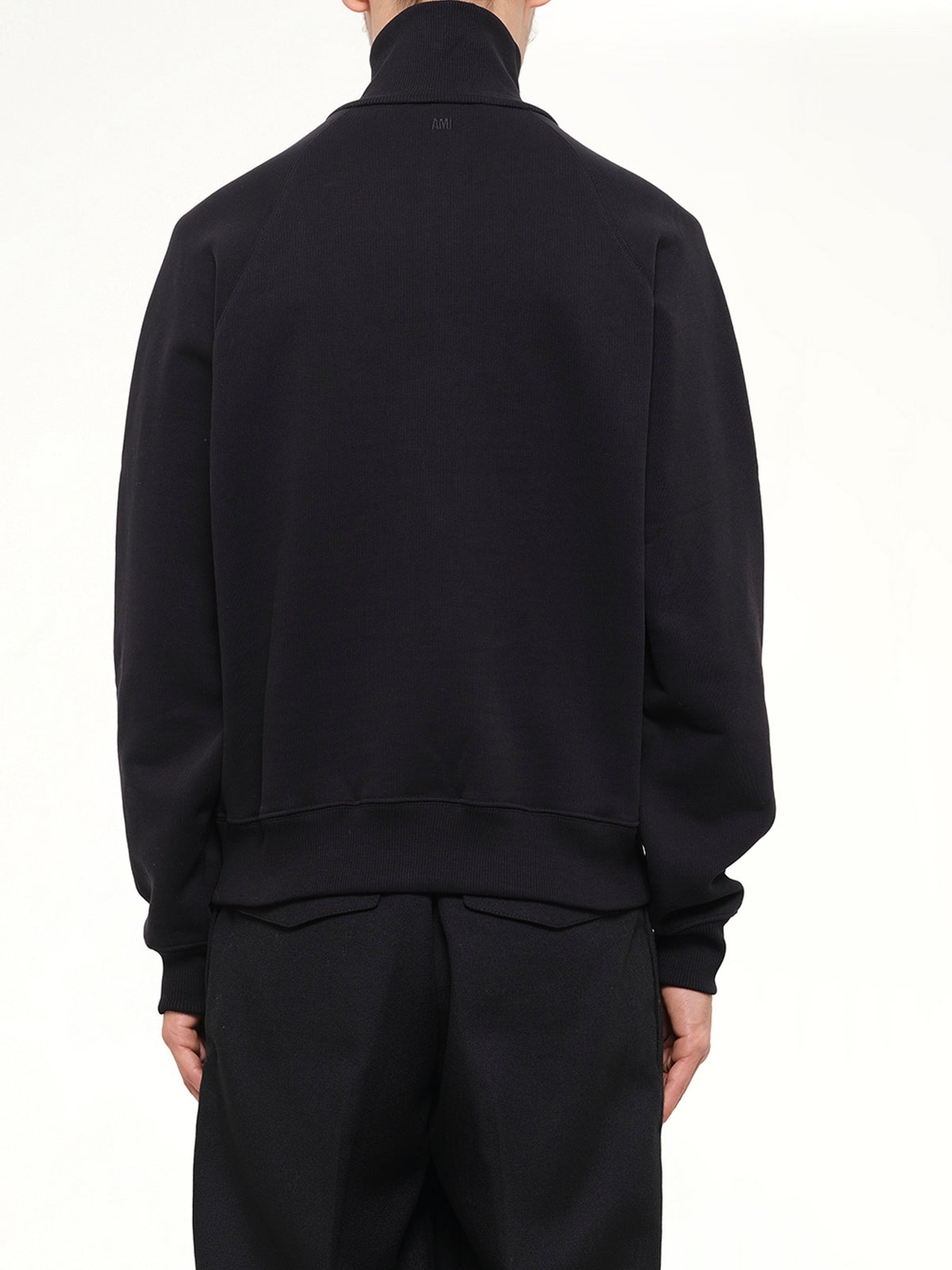 Embossed Ami De Coeur Zipped Sweatshirt in Black