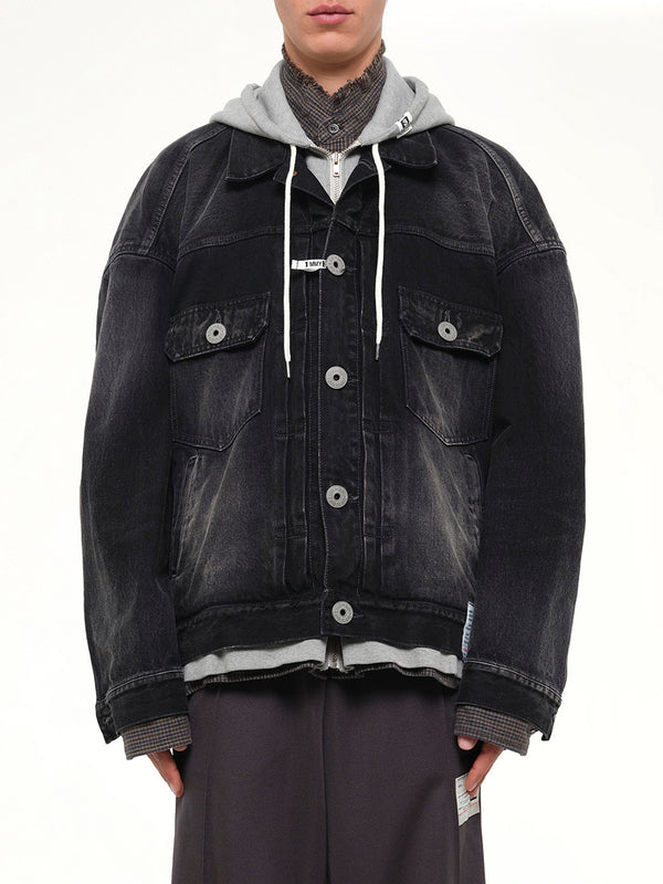 Triple Layered Denim Jacket in Black