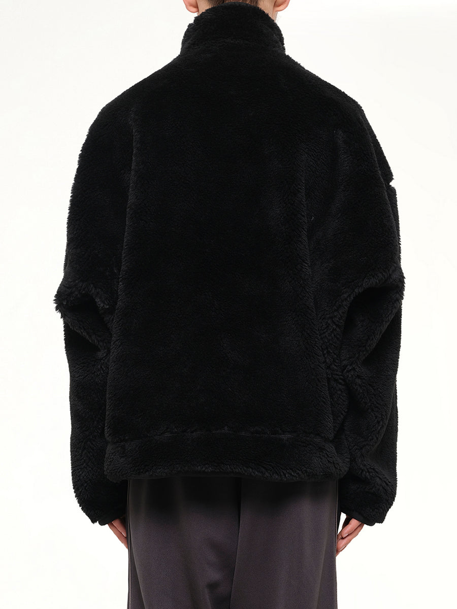 Wide Back Boa Blouson in Black