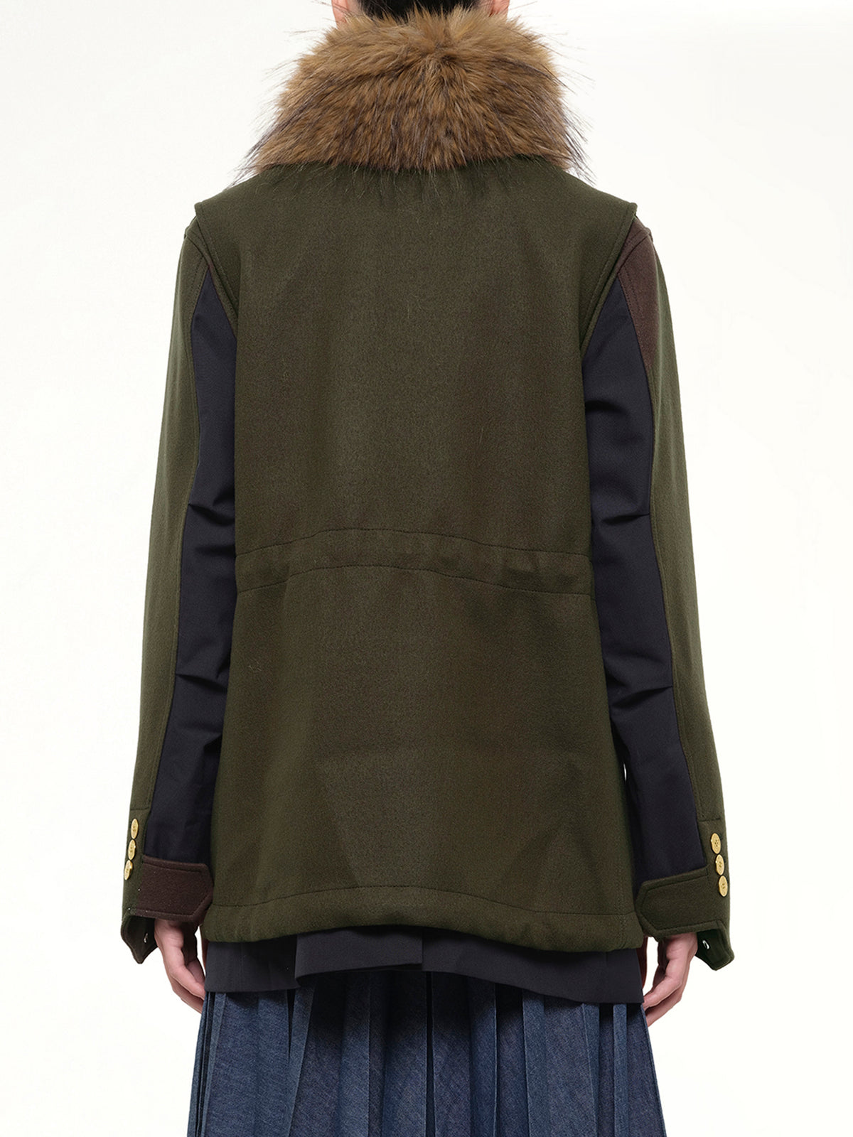 Wool Melton x Suiting Jacket in Khaki/Navy