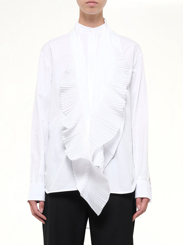 Bib Long Sleeve Shirt in White