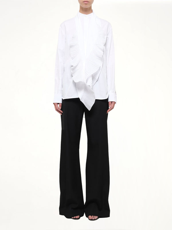 Bib Long Sleeve Shirt in White