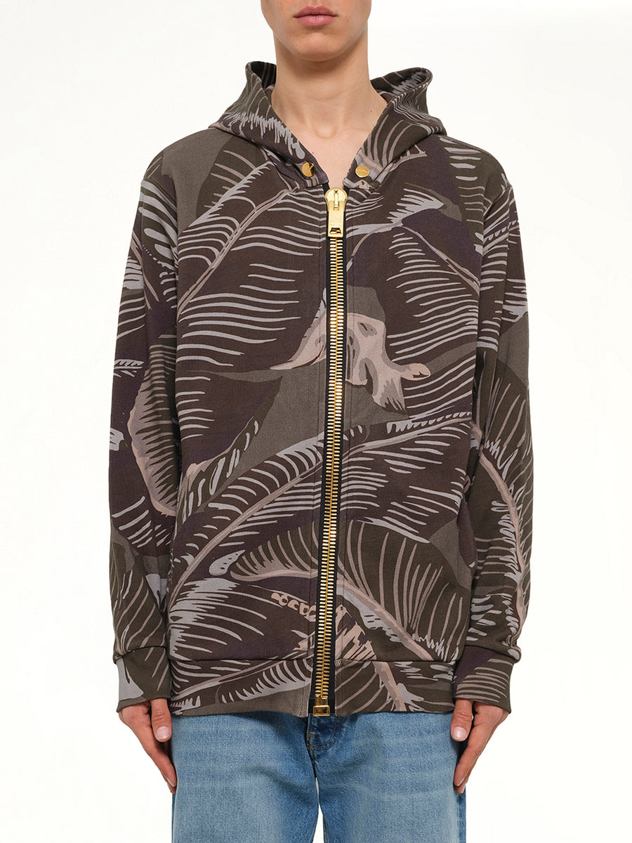 Banana Leaves Zip Hoodie in Multicolor