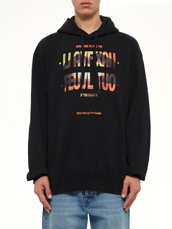 Hidden Msg Emb Hoodie in Black