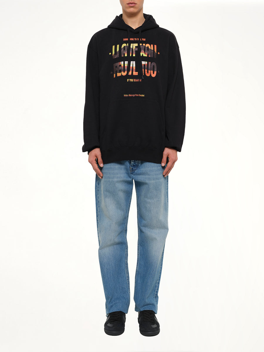 Hidden Msg Emb Hoodie in Black