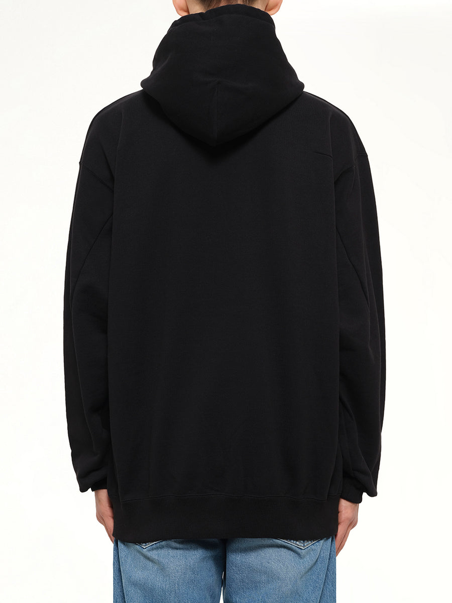 Hidden Msg Emb Hoodie in Black