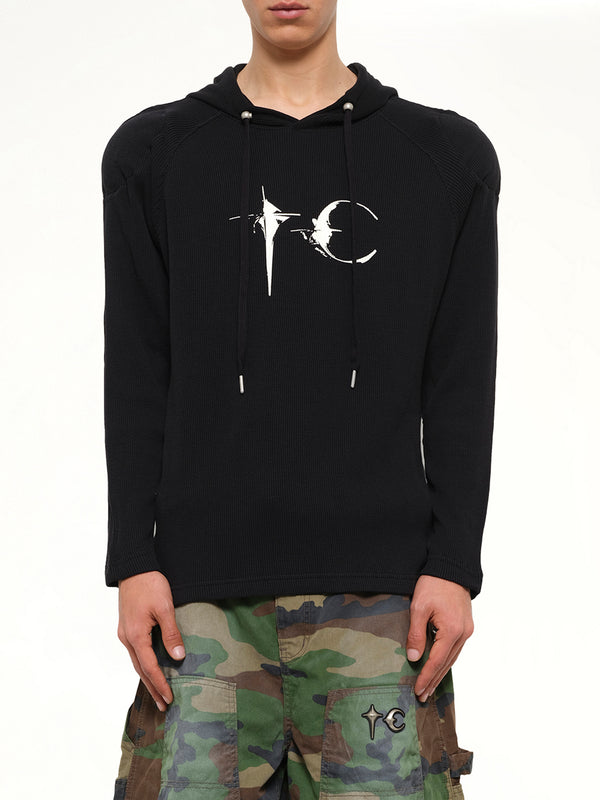 Bulk Shoulder Glow In The Dark Hoodie in Black