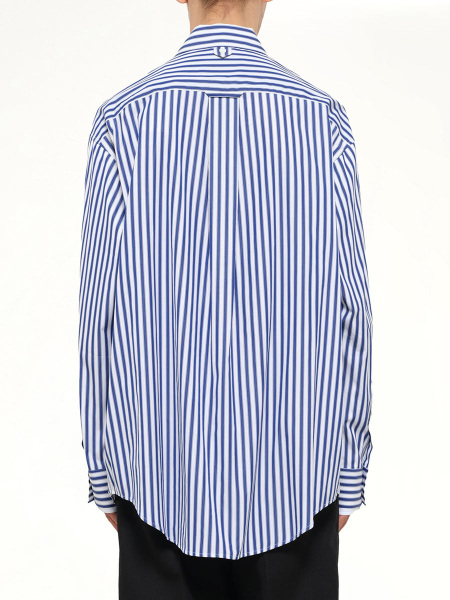 Double Sleeves Large Fit Shirt in Blue Stripe