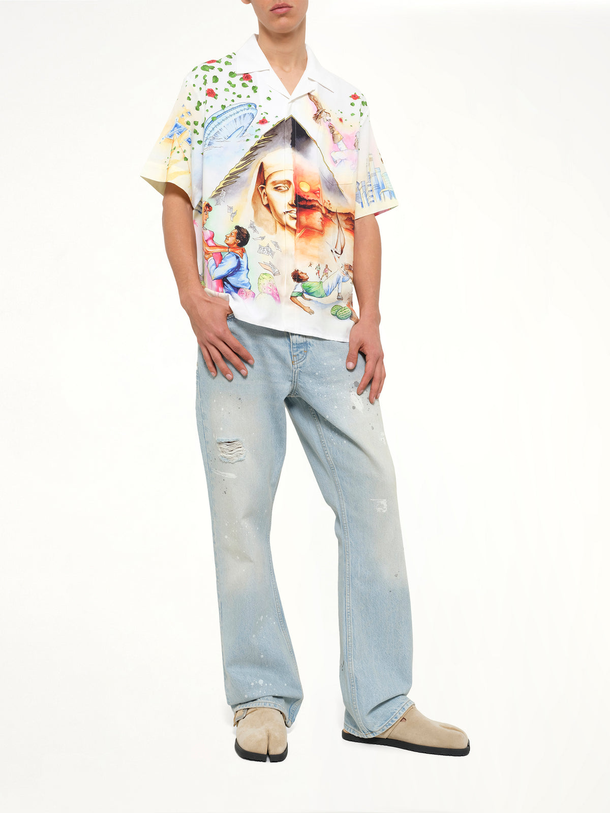 Egyptian Arts Cuban Collar SS Shirt in Multicolour