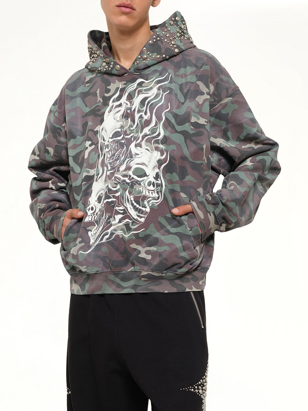 Hotheaded Riding Skull Hoodie in Camo