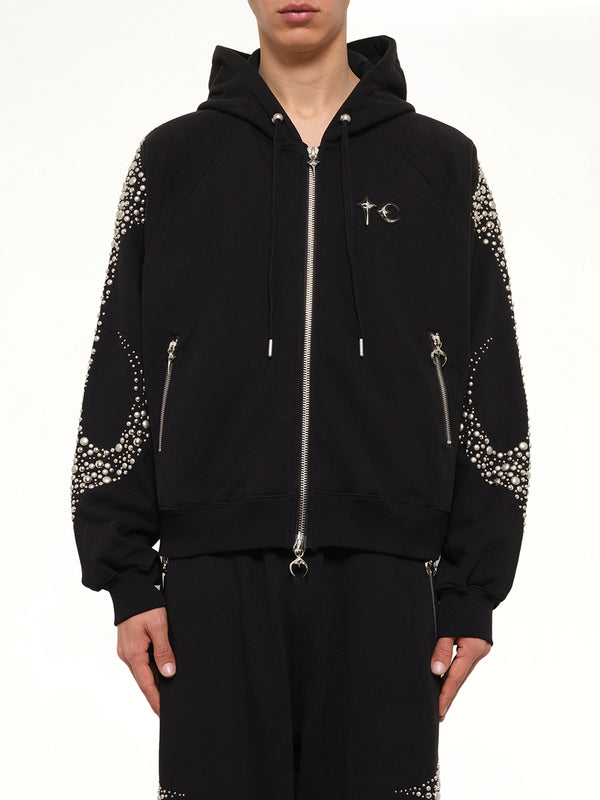Iron Steel Focus Zip-Up Hoodie in Black