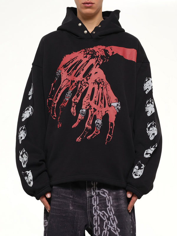 TC Bone Cross Hoodie in Black
