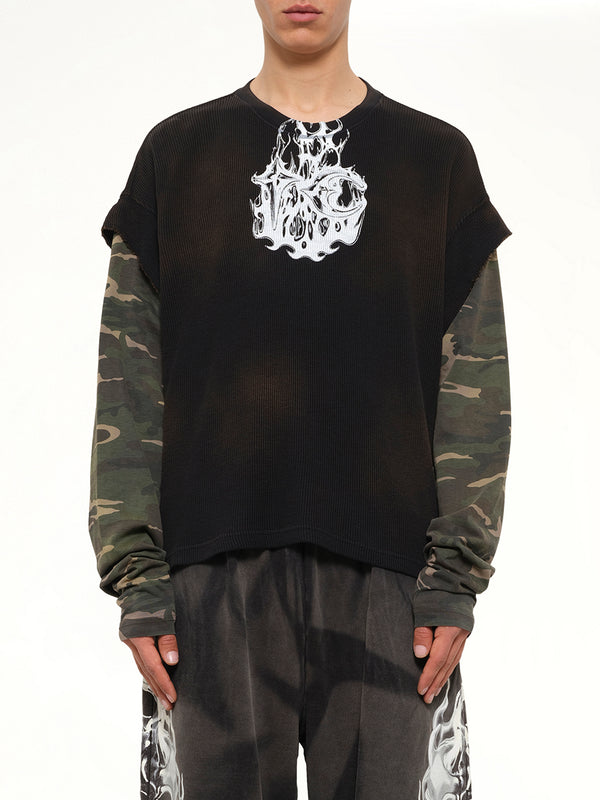 TC Hellfire Layered T-Shirt in Camo/Black