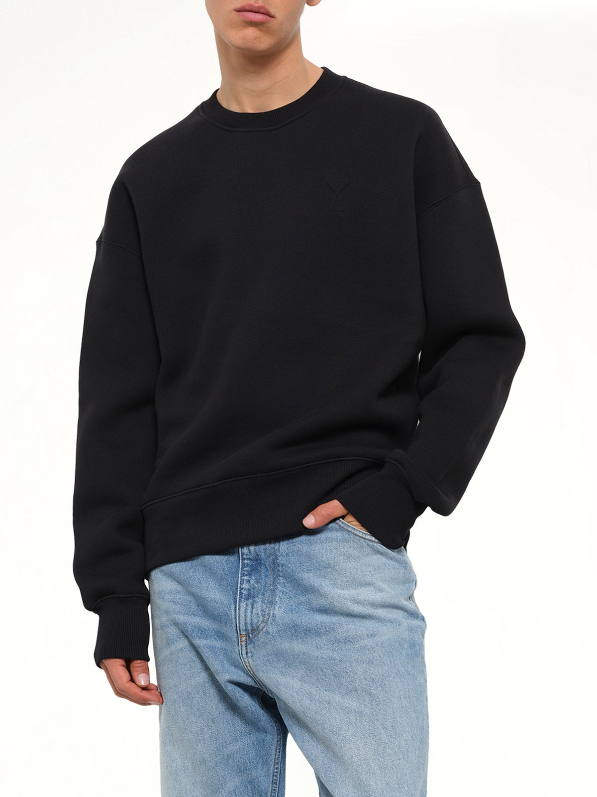 Embossed Ami De Coeur Sweatshirt in Black