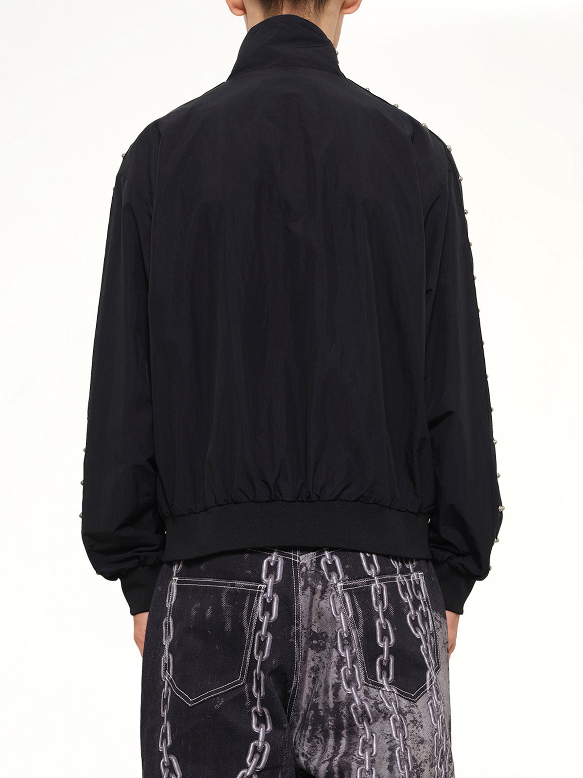 Triple Line Stud Track Jacket in Black