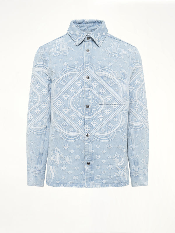 Carpet Jacquard Denim Shirt in Blue