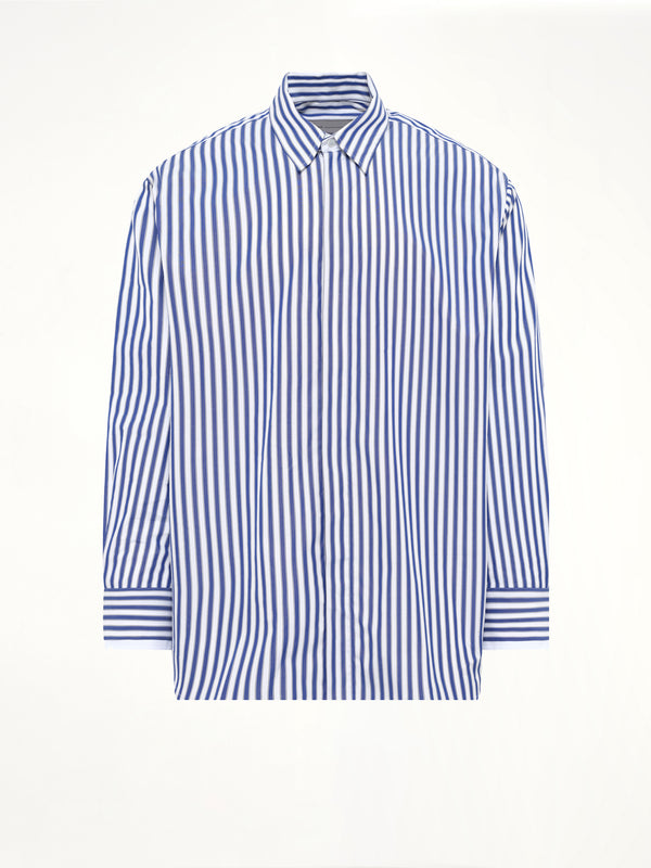Double Sleeves Large Fit Shirt in Blue Stripe