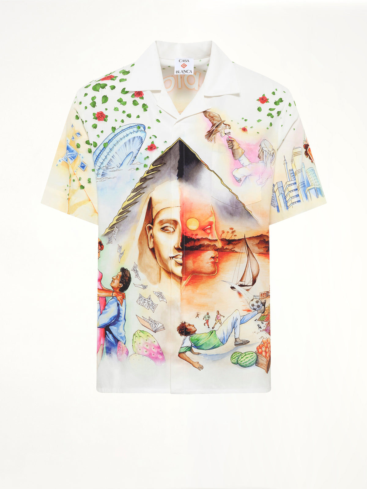 Egyptian Arts Cuban Collar SS Shirt in Multicolour