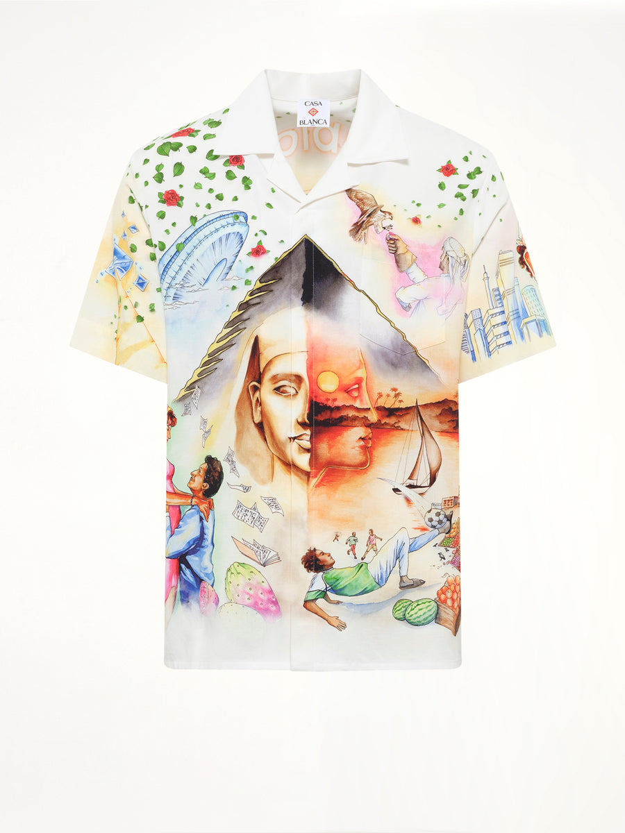 Egyptian Arts Cuban Collar SS Shirt in Multicolour