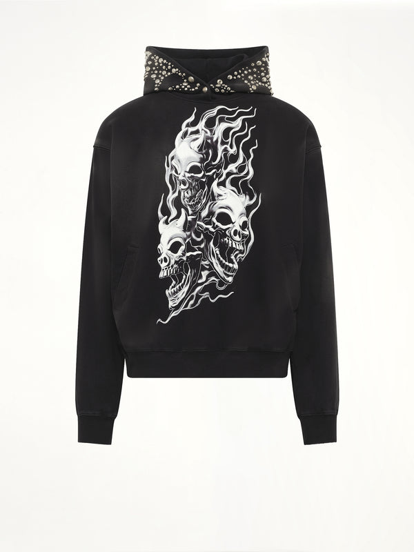 Hotheaded Riding Skull Hoodie in Black