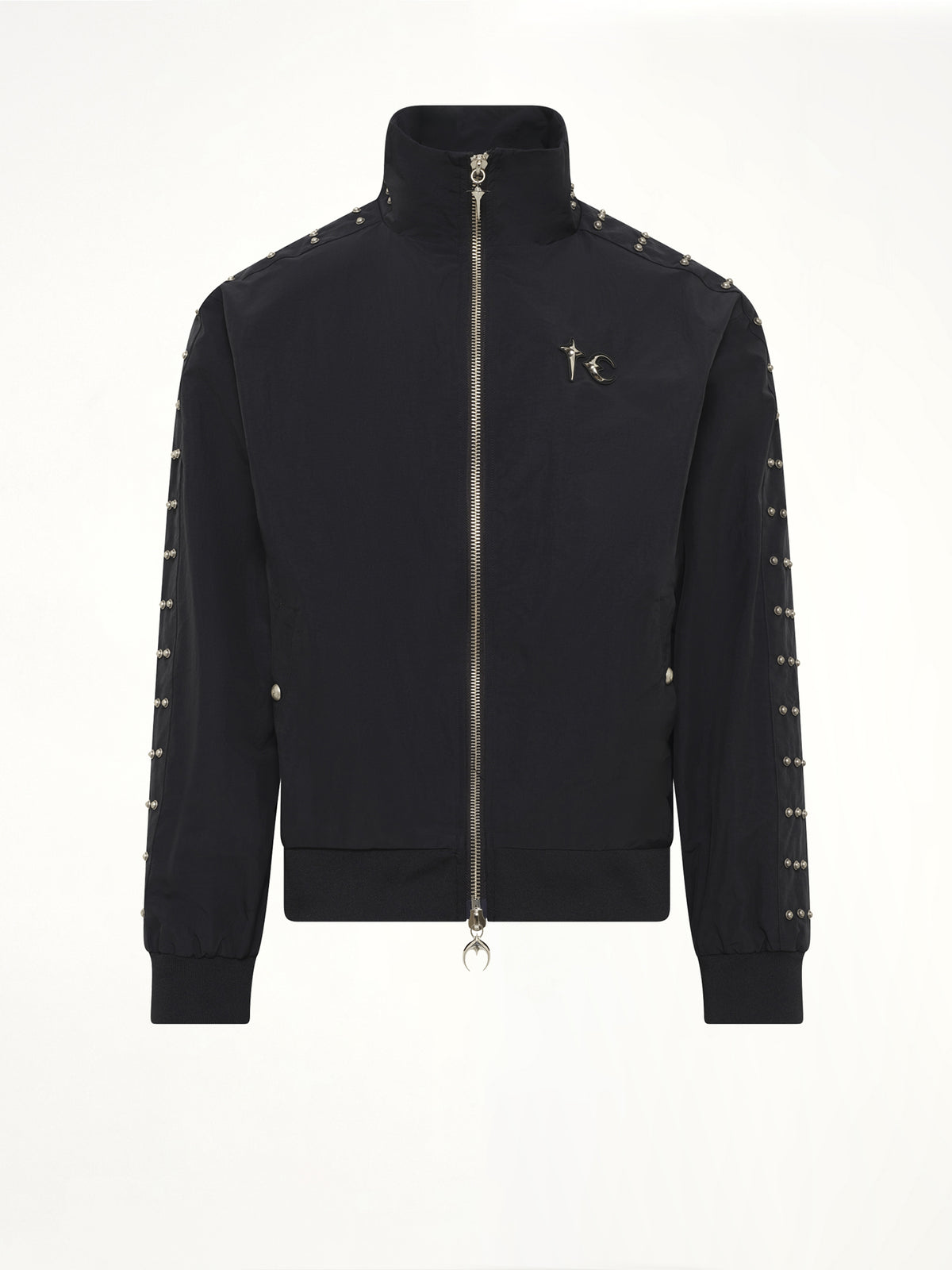 Triple Line Stud Track Jacket in Black