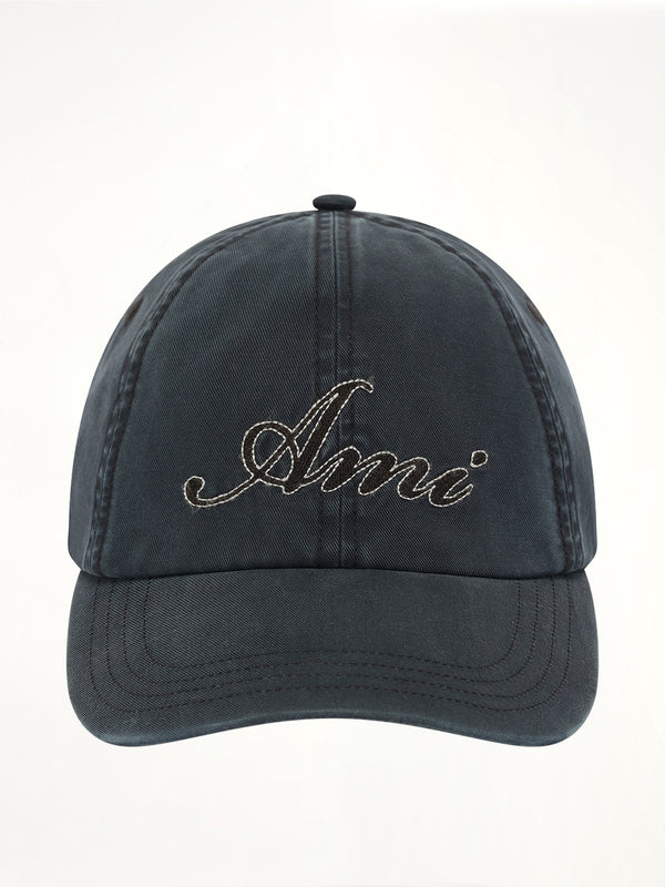 Ami Embroidery Cap in Washed Black