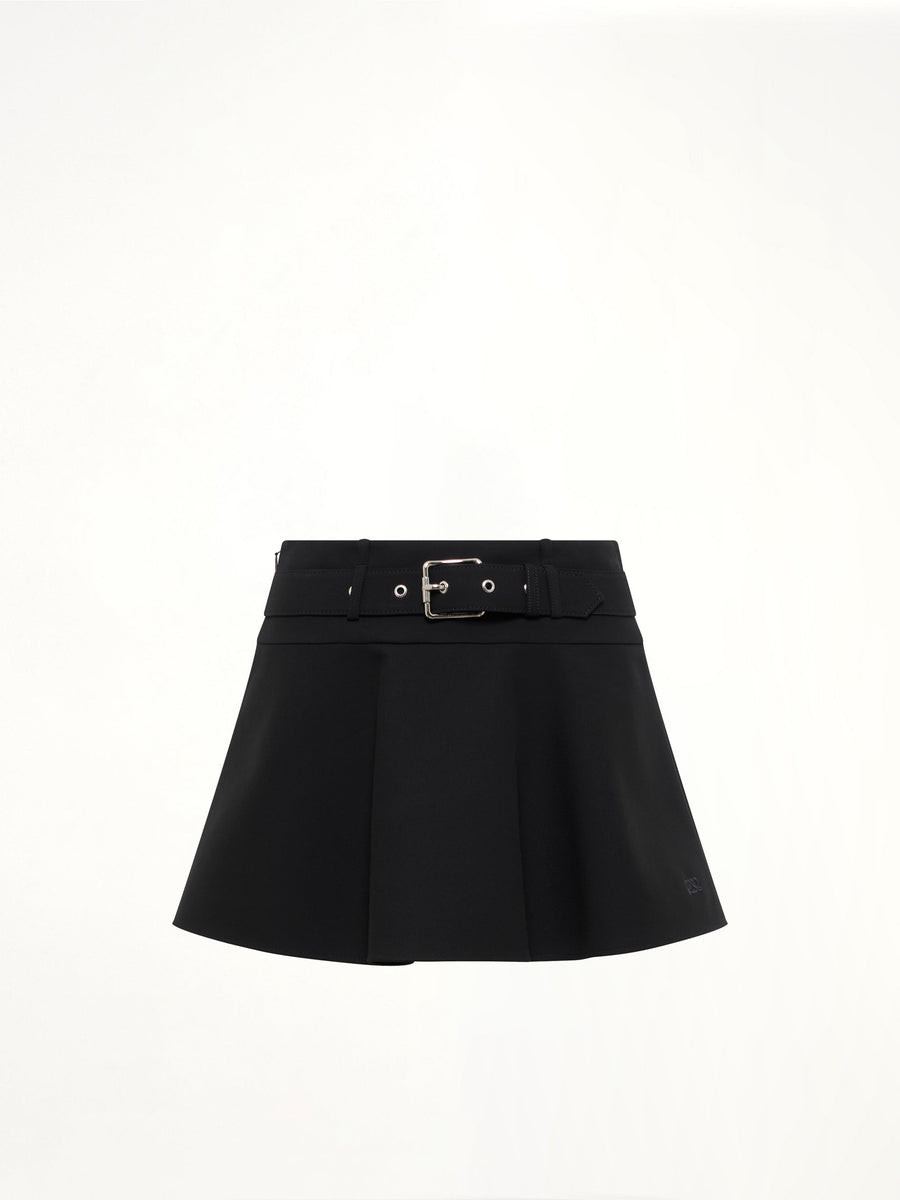 Belted Mini Skirt in Black