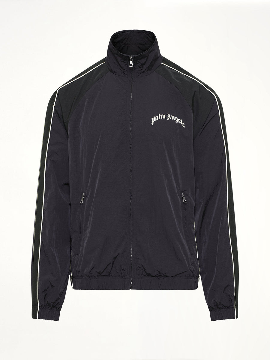 Curved Logo Windbreaker in Black/Off White