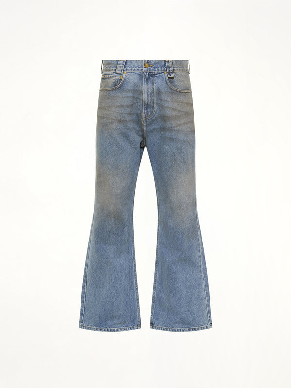 Flared Denim Jean in Blue Denim