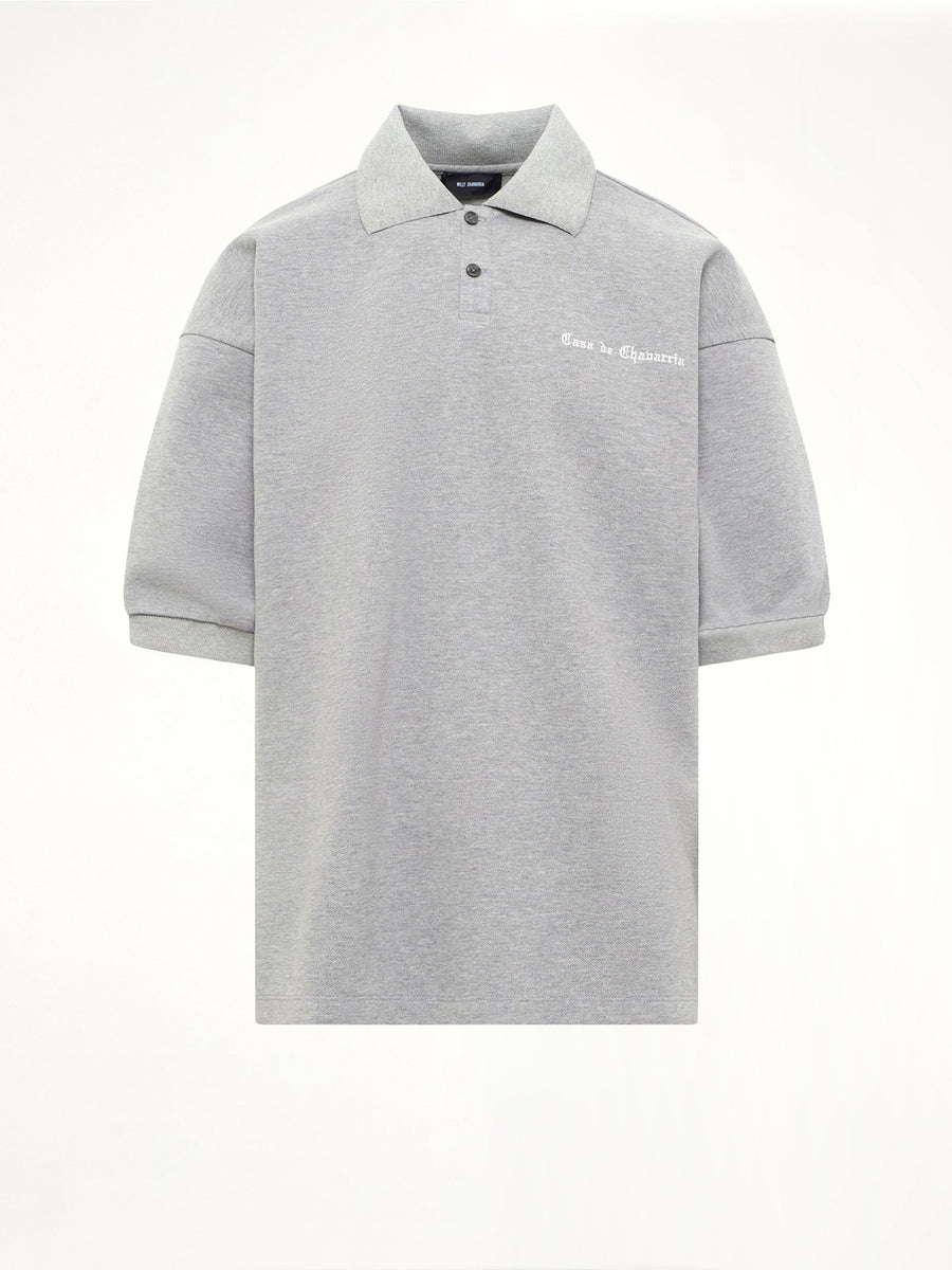 Football Polo in Heather Grey