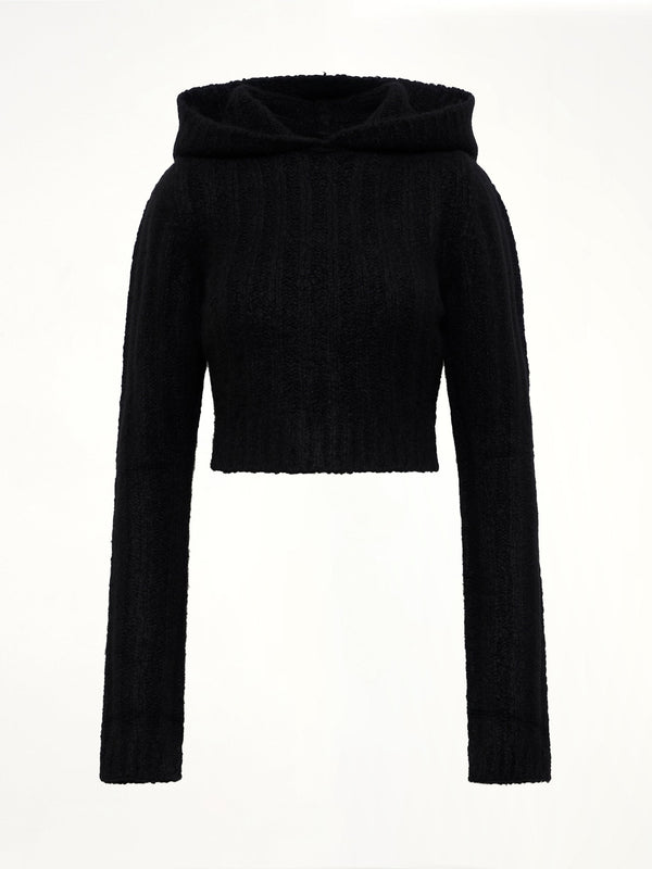LS Cropped Hooded Top in Black
