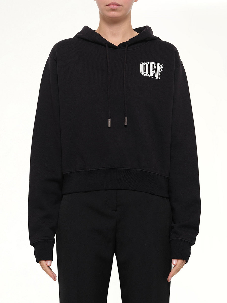 Lips Cropped Hoodie in Black