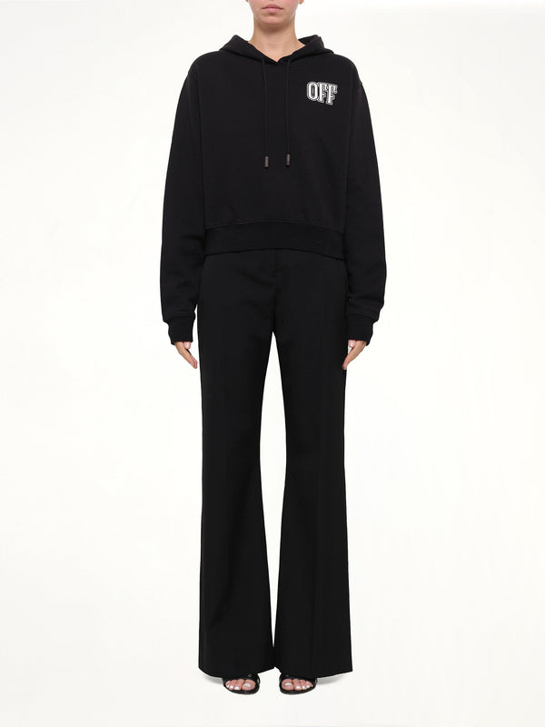 Lips Cropped Hoodie in Black