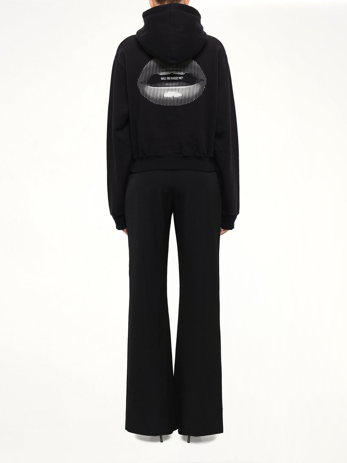 Lips Cropped Hoodie in Black