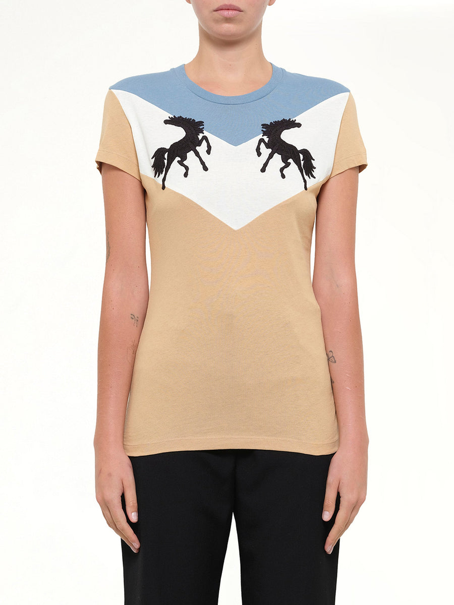 Twisting Horses T-Shirt in Beige