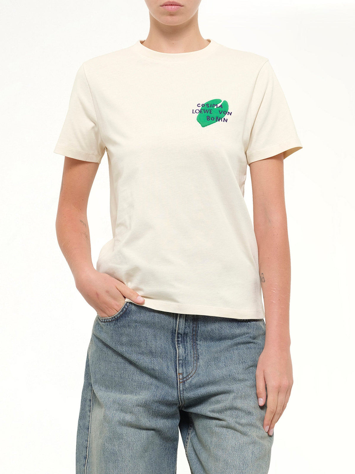 Cosma Regular Fit T-Shirt in Ecru