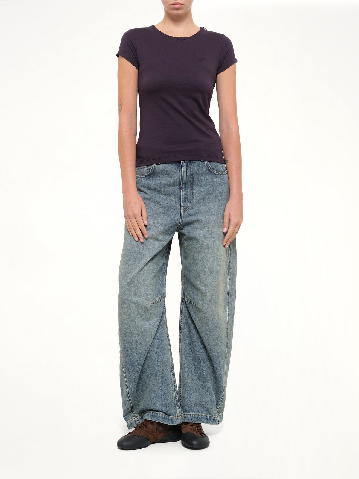 Debossed Small Fit T-Shirt in Navy Blue
